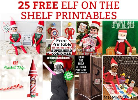 printable elf  shelf ideas