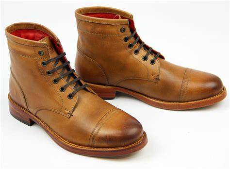 base london bristol retro mod waxy leather ankle boots  tan