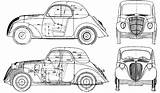 Fiat Topolino 500 1936 Blueprint Blueprints Coupe Car Drawing Coloring Gif Template sketch template