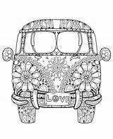 Coloring Bus Adults Pages School Magic Drawing Adult Printable Van Hippie Vw Books Retro Colouring Silhouette Plotter Portrait Relaxing Car sketch template