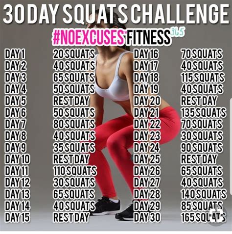 30 day squat challenge exercise health fitness fitness motivation
