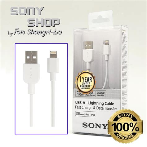 sony original cp al micro usb  lightning charging transfer cable white msl digital