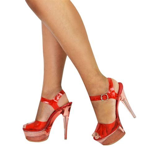 Womens High Heel Stilleto Perspex Platform Sandals Sexy Clear Party