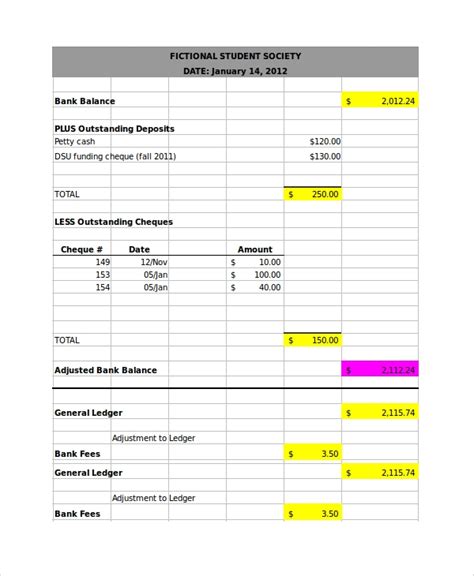 Excel Bank Reconciliation Template Collection
