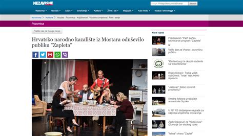 nezavisne novine hrvatsko narodno kazaliste iz mostara odusevilo
