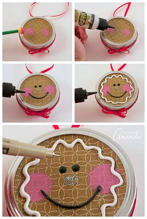 turn  canning jar lid   sweet gingerbread man   canning lid ornament project