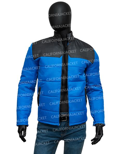 mens blue puffer jacket quilted jacket california jacket