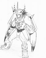 Wargreymon Digimon sketch template