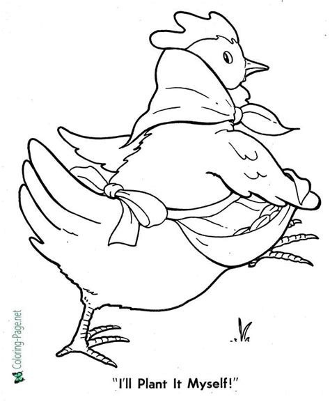 red hen fairy tale coloring page