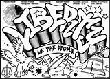 Graffiti Coloring Pages Words Teenagers Printable Color Wall Liberty Grafitti sketch template
