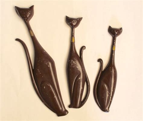vintage sexton wall hangings 1960s cats mid century modern
