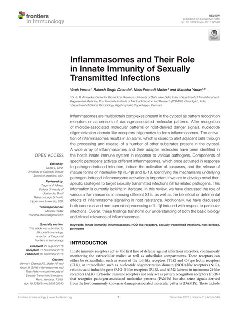 Pdf Inflammasomes And Their Role In Innate Immunity Of