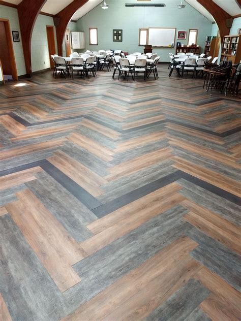 ef contracts aged wood collection    herringbone installation