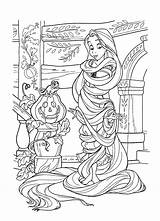 Coloring Pages Rapunzel Tangled Disney Halloween Color Kids Printable Hair Tied Long Princess Her Coloriage Book Print Colouring Pumpkin Online sketch template