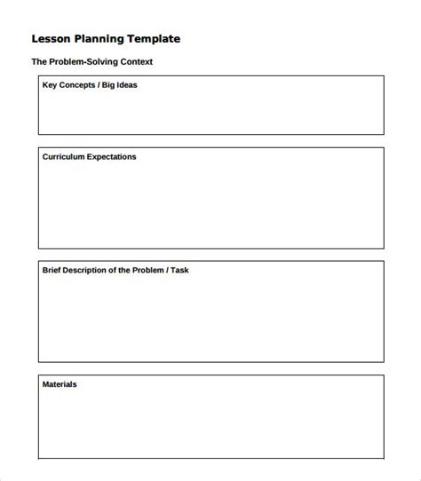 lesson planning sheet template  template