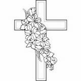 Sympathy Cross Clipart Lily Flowers Coloring Pages Flower Drawing Religious Clip Cards Card Parchment Crosses Draw Drawings Cliparts Lilies Printable sketch template