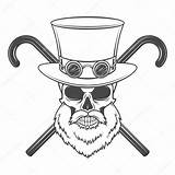 Skull Steampunk Goggles Drawing Gentleman Bearded Old Stock Cylinder Getdrawings Outlaw Vectors Royalty Hat Depositphotos sketch template