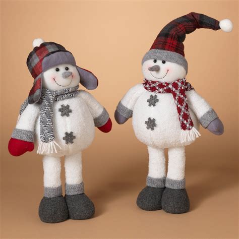 Gerson Plush Holiday Standing Snowmen Set Of 2 2306090 Snowman
