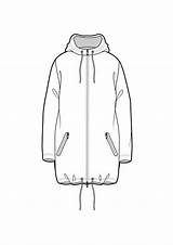 Hoodie Sketch Drawing Flat Fashion Drawings Technical Raincoat Sketches Flats Line Zipper Anorak Tech Pack Moda Getdrawings Parka Figurines Paintingvalley sketch template