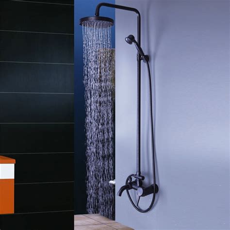 black bathroom shower idea exposed pipe shower fixture
