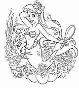 Little Mermaid Ariel Coloring Disney Color Pages Cute Colouring Printable Princess Colour Sheets Kids Book Wall Cartoon Print Sheet Arial sketch template