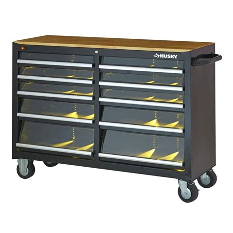 Husky 52 W X 20 D Heavy Duty 10 Drawer Mobile Workbench Tool Chest With
