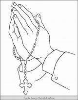 Coloring Praying Hands Rosary Pages Drawing Prayer Thecatholickid Hand Printable Tattoo Holding Jesus Kids Clipart Catholic Drawings Easy Choose Board sketch template