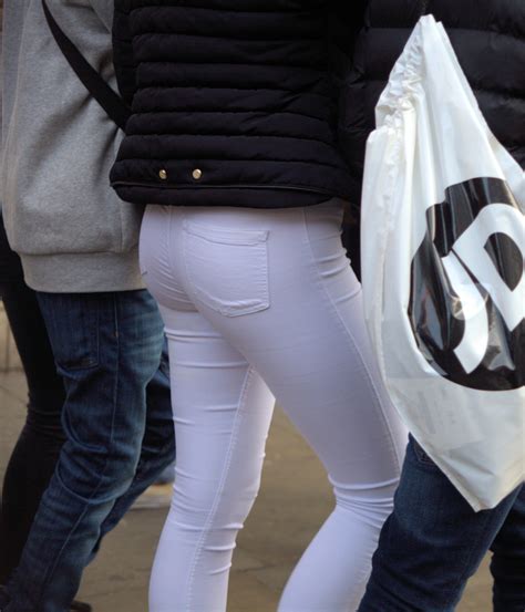 perfect genuinely teen bottom in white trousers