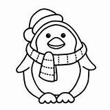 Penguin Outline Coloring Christmas Pages Sheets Clip sketch template