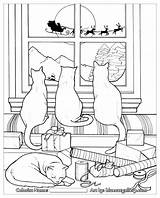 Cat Coloring Christmas Pages Hat Pdf Color Getdrawings Printable Getcolorings Print Colorings sketch template