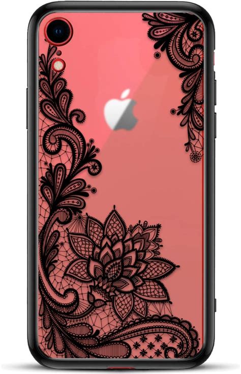 amazoncom apple iphone xr slim fit phone case  girls women  cute black flowers design