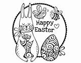 Easter Happy Card Coloring Coloringcrew sketch template