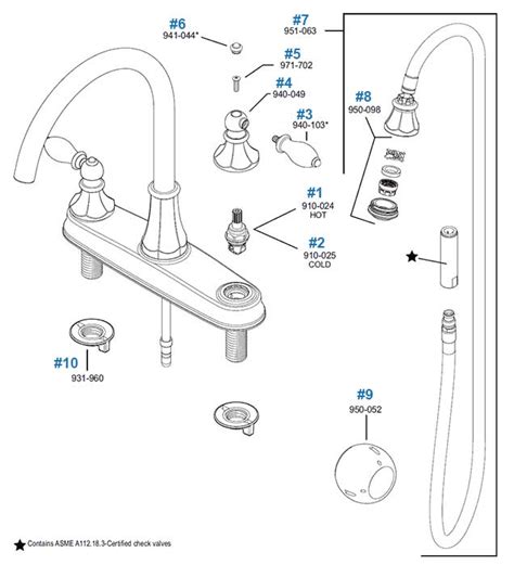 kitchen water faucet parts    kitchen