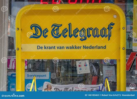 billboard selling de telegraaf newspaper  amsterdam  netherlands  editorial image