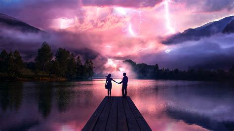 electric love couple holdings hands  pier wallpaperhd love