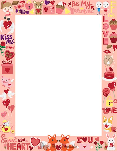 printable valentine page border