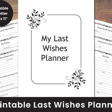 final wishes planner interactive fillable    etsy australia