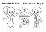 Coloring Recycling Kids Waste Collecting People sketch template