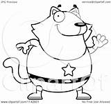 Cat Chubby Waving Super Clipart Coloring Cartoon Outlined Vector Cory Thoman Royalty sketch template