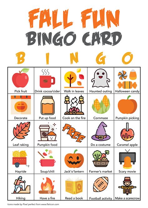 autumn bingo cards  printable worksheet