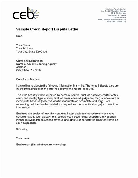 enchanting template  credit report dispute letter samples