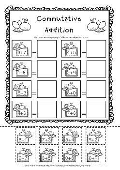 commutative property  addition grade  adding strategy worksheets children commutative