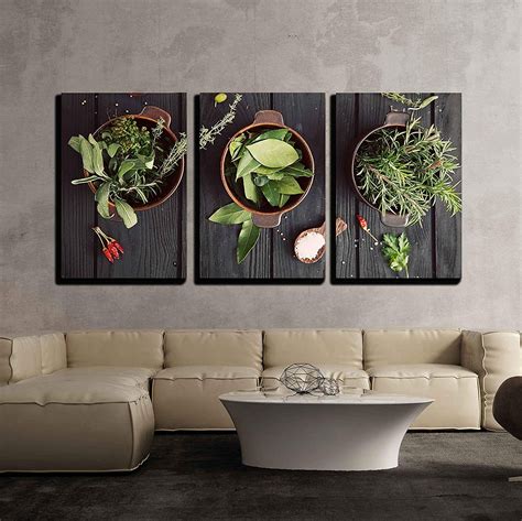 wall  piece canvas wall art mediterranean herbs  ingredients rosemary thyme sage