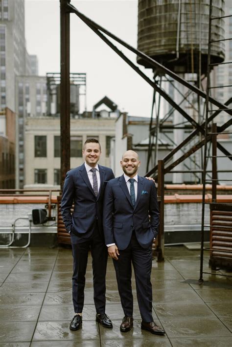 same sex portraits at modern loft wedding in new york city