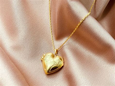 mother child heart locket necklace pendant   gold plated