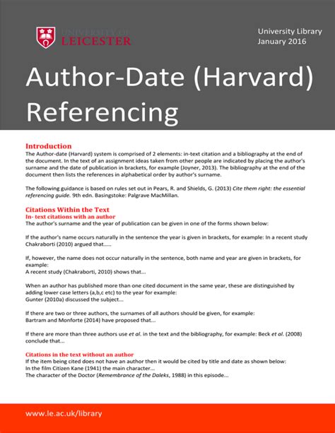 author date harvard referencing