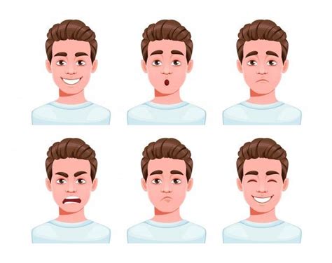 Face Expressions Of Handsome Man Cartoon Character In 2020