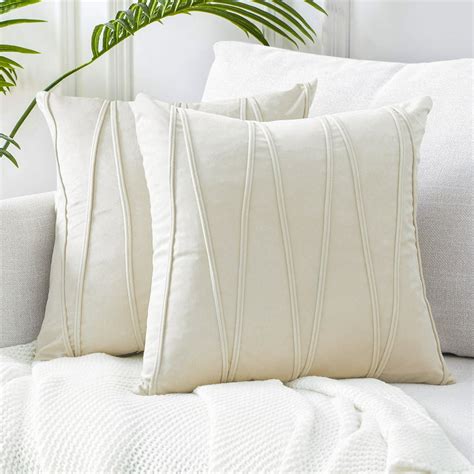 topfinel cream decorative throw pillow covers     soft solid velvet cushion covers