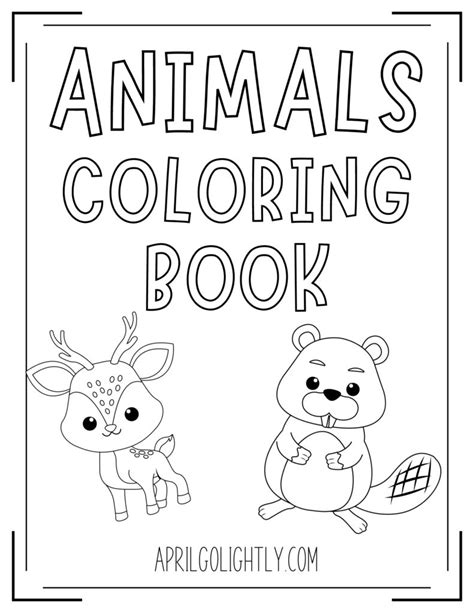 printable animals coloring book april golightly