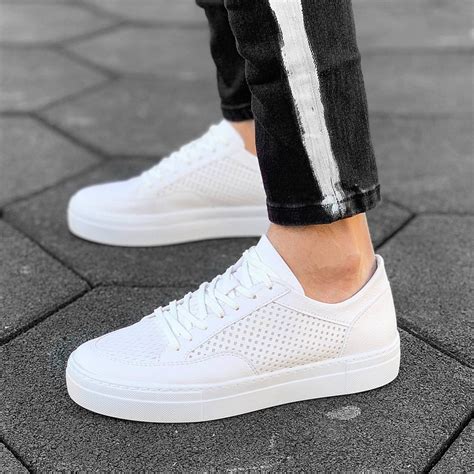 mens  stylish dotted sneakers white